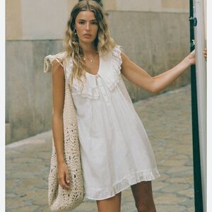 White Ruffled Sleeveless Dress